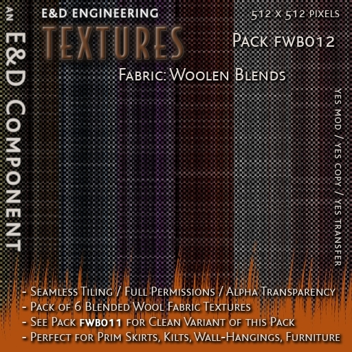 [FWB012] 6 Tightly-Checkered Frayed Blended Wool Skirt, Kilt, Dress Textures from E&D ENGINEERING