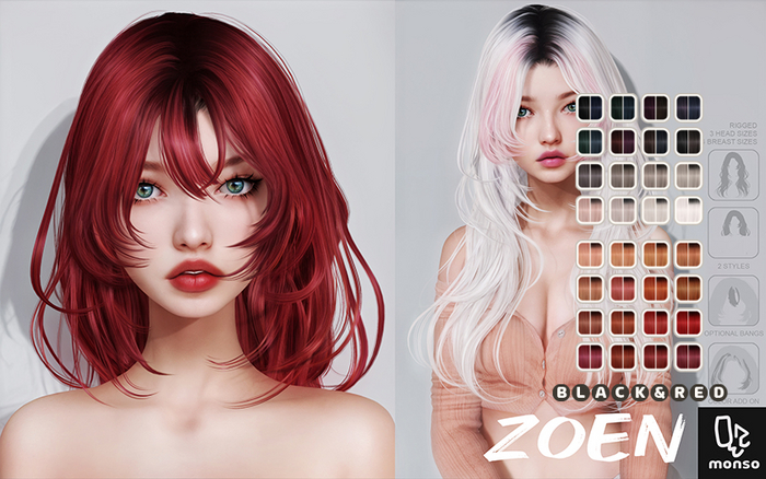 [monso] Zoen Hair /Black & Red