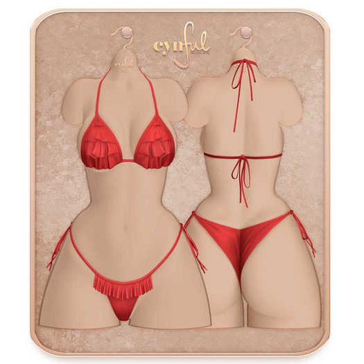 Cynful Beach Cutie - Ruffle Kini - Red