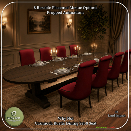 Why Not - Crannoch Rustic Dining Set-8 Seat-Add Me