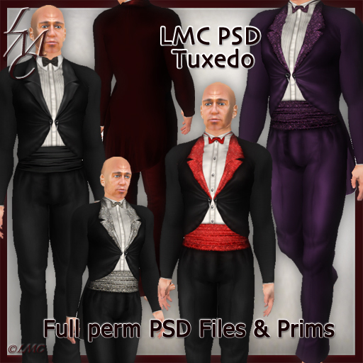 LMC Designer PSD Files & full perm prims - Tuxedo - BOM