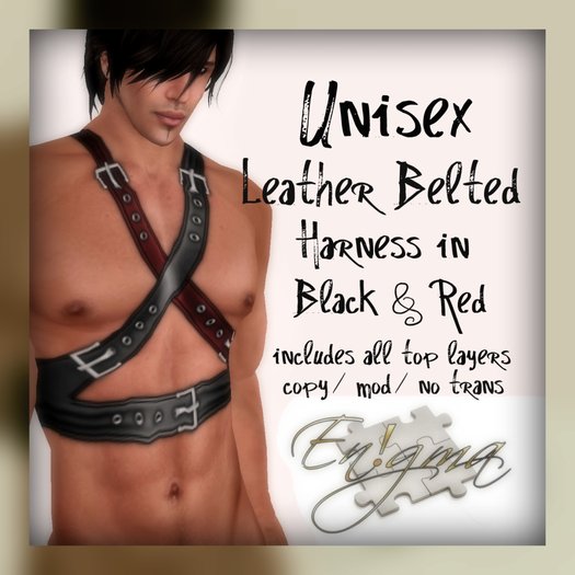 En!gma - Belted Harness Black & Red Leather