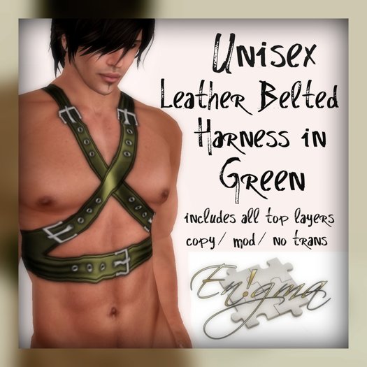 En!gma - Belted Harness Green Leather