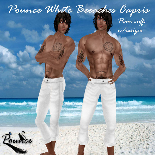 *P* Pounce White Beaches Capris