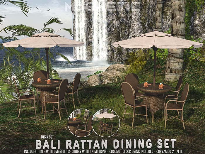 Magnetic - Bali Rattan Dining Set - Dark