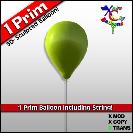 1 Balloon Prim Verde - Apple - Transferência - Balões Cidade Xntra