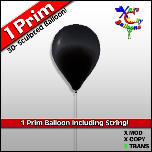 1 Prim Black Balloon - Transfer - Xntra City Balloons