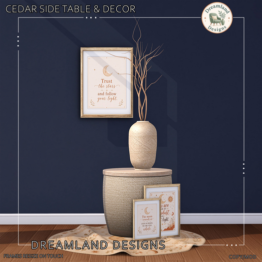 DD Cedar Side Table Decor