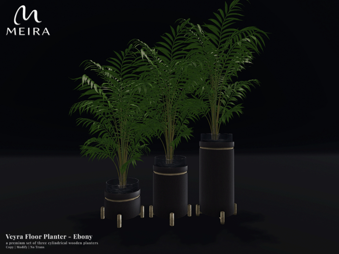 Meira Veyra Floor Planter Set - Ebony