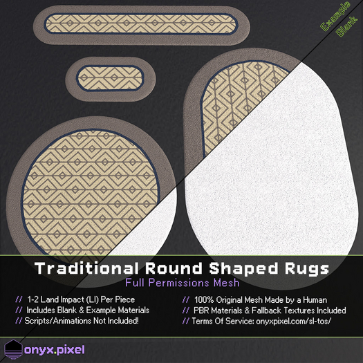 onyx.pixel - Full Permissions Mesh - Rugs - Traditional Round