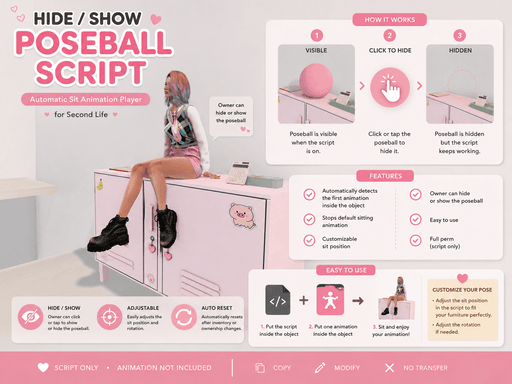 Hide/Show Poseball Script - Automatic Sit Animation Player for