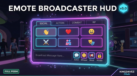 Emote Broadcaster HUD v3.0 — 80+ RP Emotes, Custom Builder & Favorites [FULL PERM]