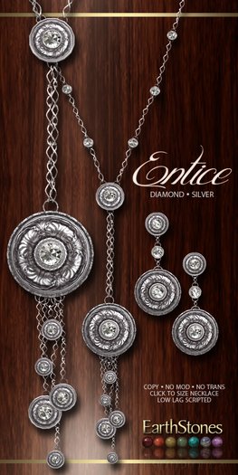 EarthStones Entice Jewelry Set - Diamond/Silver (BOX)