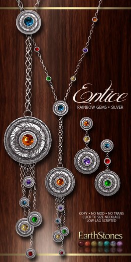 EarthStones Entice Jewelry Set - Rainbow/Silver (BOX)