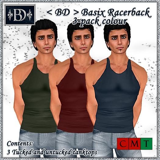 < BD > Basix Racerback Tank - 3pack colours