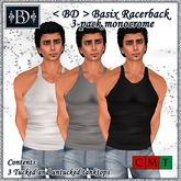 < BD > Basix Racerback Tank - 3pack monocrome