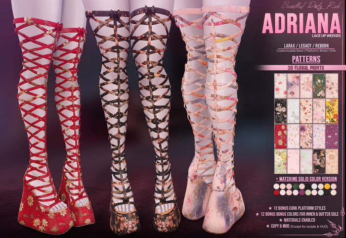 *B.D.R.* Adriana -Lace Up Wedges- (Patterns)