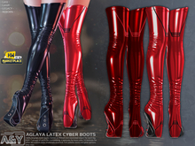 A&Y Aglaya Latex Cyber Boots - Red