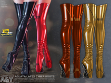 A&Y Aglaya Latex Cyber Boots - Gold