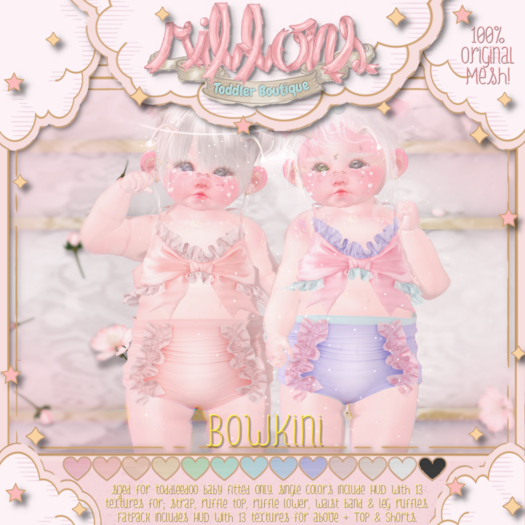 {Ribbons} BowKini - Cyan {Box}