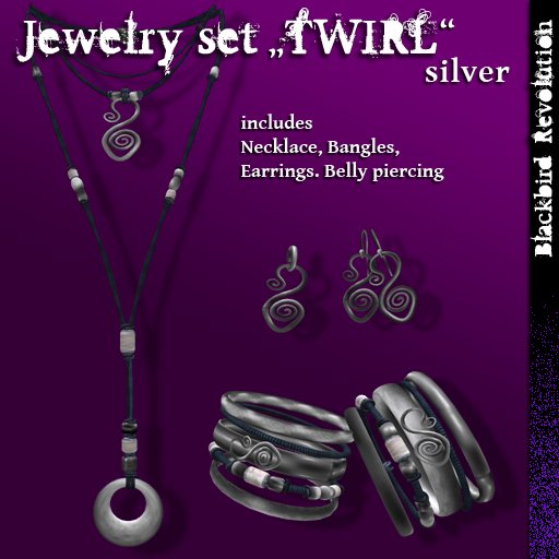 Jewelry set 'Twirl' silver by Blackbird Revolution