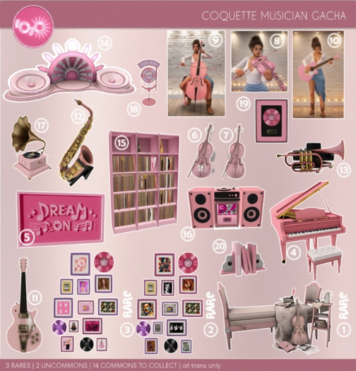 1. Rojo . Coquette Musician . Music Corner 20Li . RARE