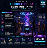 Advanced Double-Helix Performer Tip Jar LSL Script Full Permissions | Animated DJ & Club Tip Jar System | Second Life