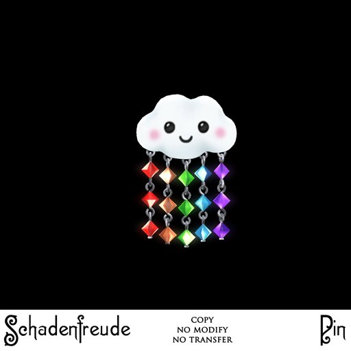 Schadenfreude Rainbow Kawaii Clouds Pin