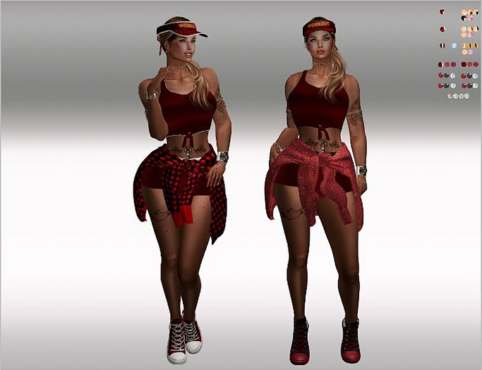 SET Top,Short,Jacket,Sneakers,Cap 41x Red Color HUD