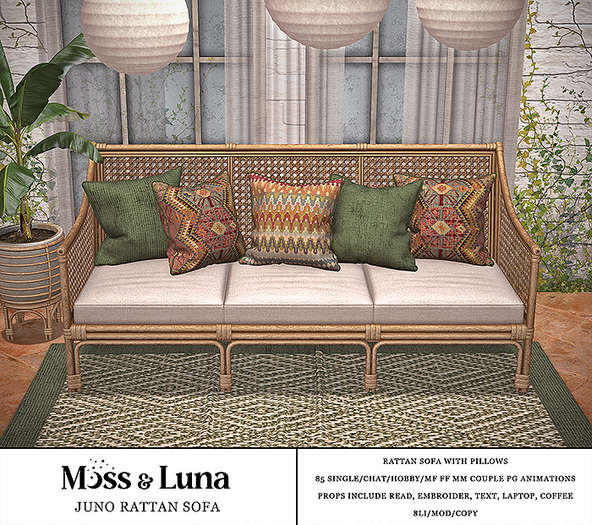 Moss & Luna- Juno Rattan Sofa (add)