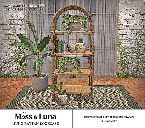 Moss & Luna- Juno Rattan Bookcase (add)