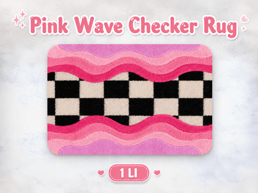 Pink Wave Checker Rug  Fluffy Retro Floor Decor