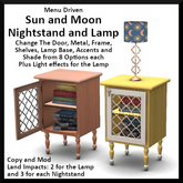 Sun and Moon Nightstand and Lamp Set