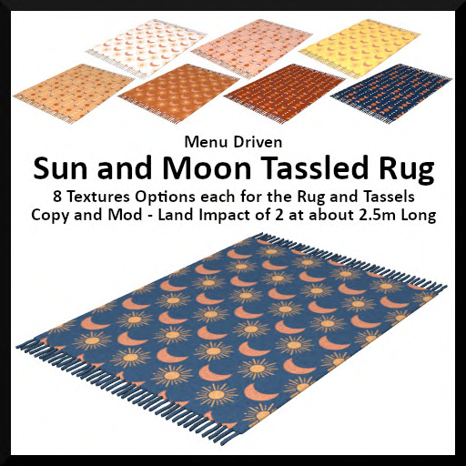 Sun and Moon Tasseled Rug