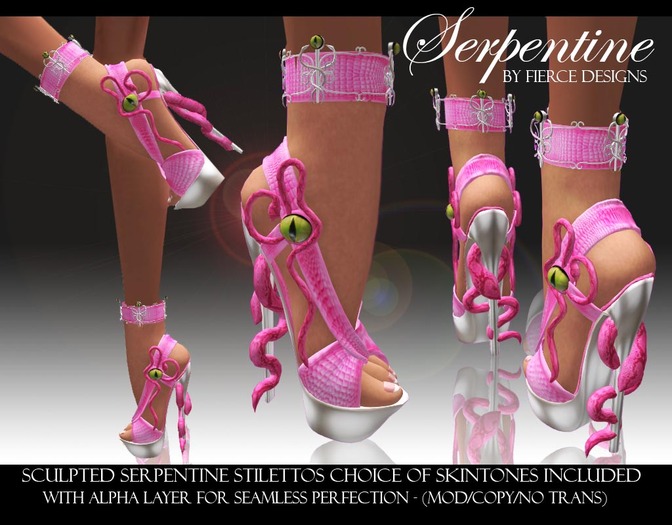 ::FIERCE DESIGNS SERPENTINE STILETTO'S (pink)::