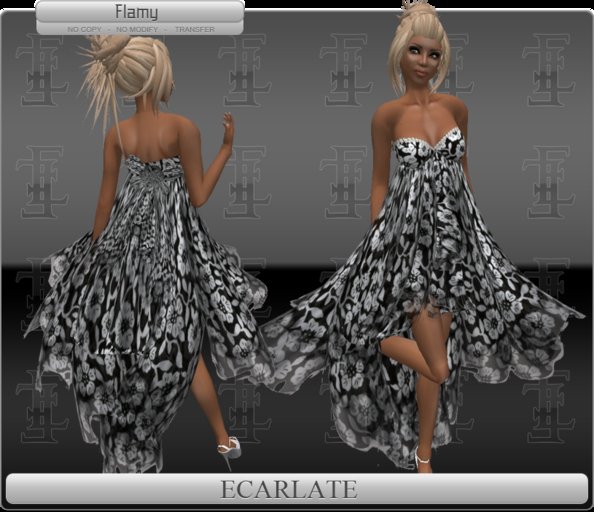*Soldé/Sale* Ecarlate - Gown Dress Noir flowers / Robe formelle Noir Fleurie - Flamy