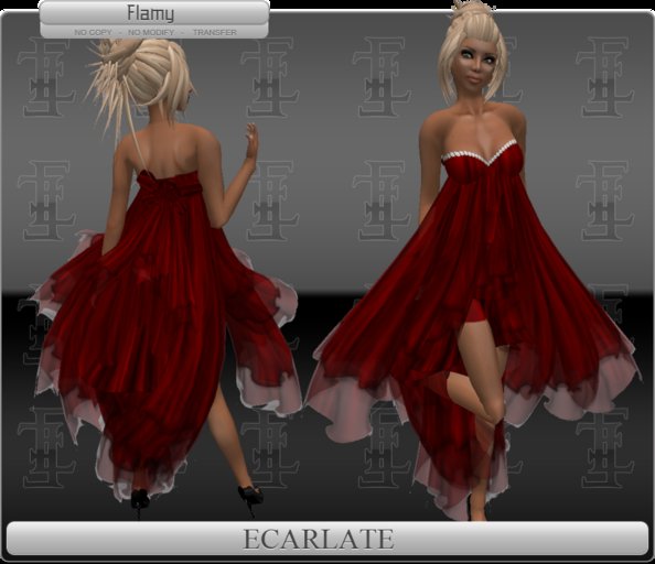 Ecarlate - Cocktail Dress Red formal / Robe de soirée formelle Rouge - Flamy
