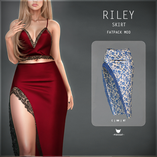 -Pixicat- Riley Skirt (FlowerBlue)