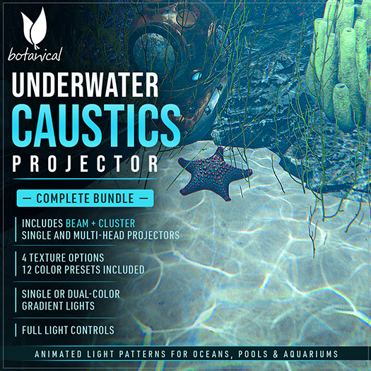 Botanical Underwater Caustics Projector Bundle | Cluster + Beam + HUD 
