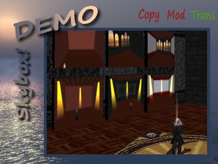 Skybox with beach-sight DEMO / Showroom / scripted lamps&rug