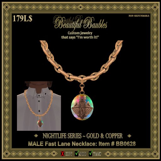 MALE Fast Lane Necklace ~ GOLD & COPPER