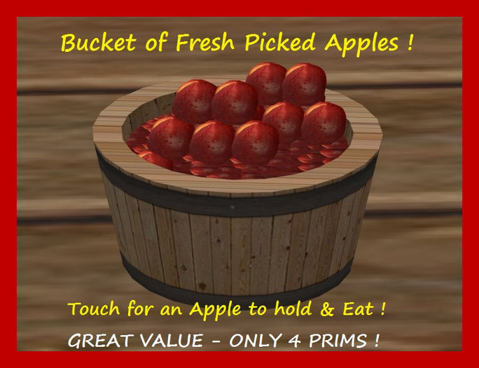 Balde de maçãs - Touch da Apple comer! Apenas 4 Prims