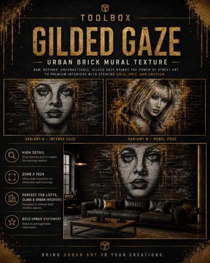 [TOOLBOX] Gilded Gaze – Urban Brick Mural Textures  PBR & Non-PBR
