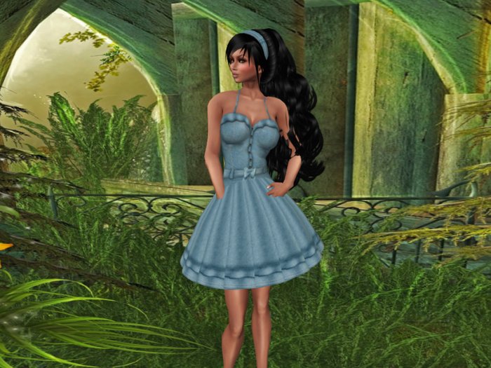 Second Life Marketplace - Denim Jumper Skirt Outfit - Blue