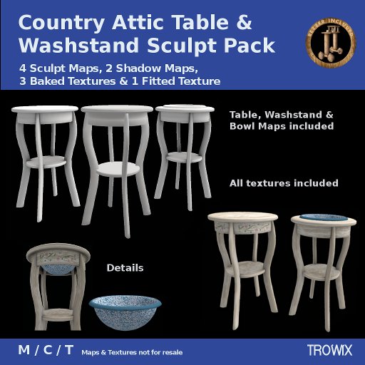 Trowix - Country Attic Table & Washstand Sculpt Pack