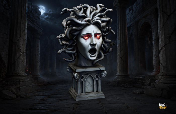 Medusa Statue – Mythical Gorgon Bust Sculpture Decor