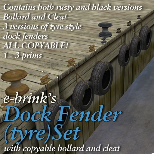 Dock Fender (tyre) Set - jetty/sea/pier/ship/fender/lighthouse/boat/wave/port/foam/rope/life/tire/wharf/cleat/bollard