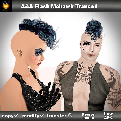 A&A Flash Mohawk Trance1 (unisex curly punk mohawk style)