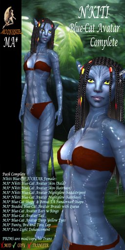 MA* Blue Cat Avatar ~ N'kiti Female Blue Cat Avatar ~ Complete