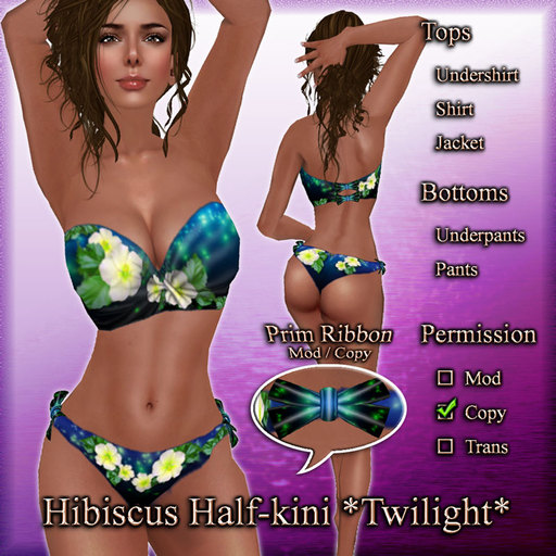 * Charmed * Hibiscus Half-kini (Twilight) Navy